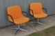 Pair Steelcase Pollock Shell Back Chairs With Chrome Base Orange Vintage Retro Post-1950 photo 1