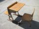 Vintage Childs School Desk And Chair 1900-1950 photo 1