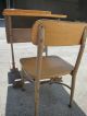 Vintage Childs School Desk And Chair 1900-1950 photo 7