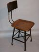 Vintage 1940s Factory Industrial Chair Angle Steel Stool Co - Wood Seat 1900-1950 photo 5