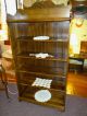 Antique Oak Bookcase,  Bookshelf,  Larkin Style Carved Crown 4 Shelves Refinished 1900-1950 photo 7