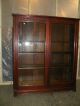 Antique 2 Door Butterprint Bookcase Cabinet With Wavy Glass Unknown photo 5