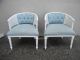 Pair Of Mid - Century Barrel Shape Caned Tufted Side Chairs 2736 Post-1950 photo 1