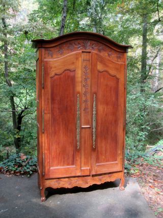 Foliate Carved French Provincial Cherrywood Armoire Circa 1850 photo