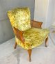 Vintage French Provincial Gold Tufted Crushed Velvet Cane Arm Chair By Claremont Post-1950 photo 1