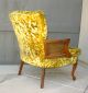 Vintage French Provincial Gold Tufted Crushed Velvet Cane Arm Chair By Claremont Post-1950 photo 3
