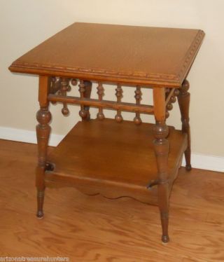 Tiger Oak Parlor Table Stick & Ball - Museum Quality Antique photo