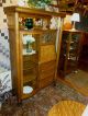 Antique Oak Bookcase Desk Side By Side Hooded W/ Beveled Mirror 1/4sawn Larkin 1900-1950 photo 1