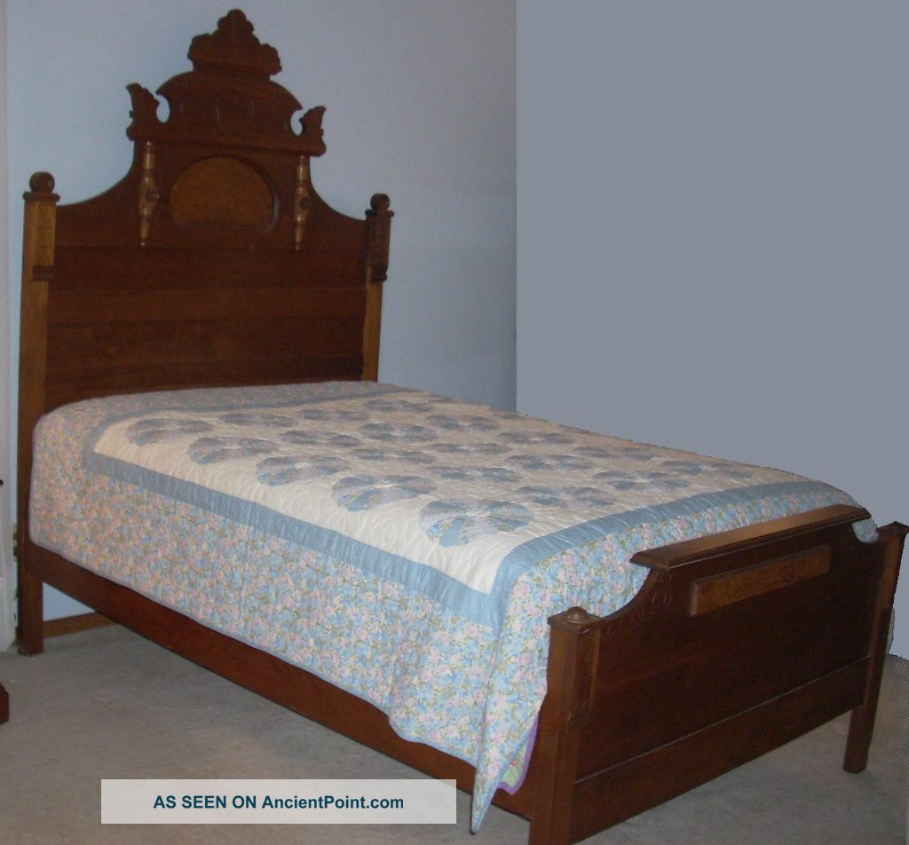 Antique Eastlake Walnut Bed Ca 1870 1800-1899 photo