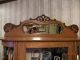 Antique Oak Curved Glass China Cabinet Beveled Mirror Larkin Outstanding Unknown photo 2