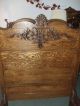 Antique Oak Bed High Back Carved Ornate Carvings Single Twin 1/4sawn Made In Usa 1900-1950 photo 2