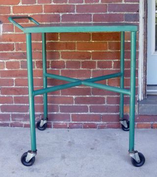 Vtg Industrial Bar Serving Cart Urban Loft Steampunk Iron End Side Table photo