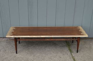 Mid - Century Modern Lane Dove - Tail Coffee Table Long Refinished Vintage photo