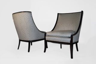 Pair Vintage Hollywood Regency/kwid Grey Slipper Chairs photo