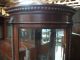 Most Unusual Solid Mahogany Crystal Cabinet Bevelled Curved Glass Curio Cabinet 1800-1899 photo 3