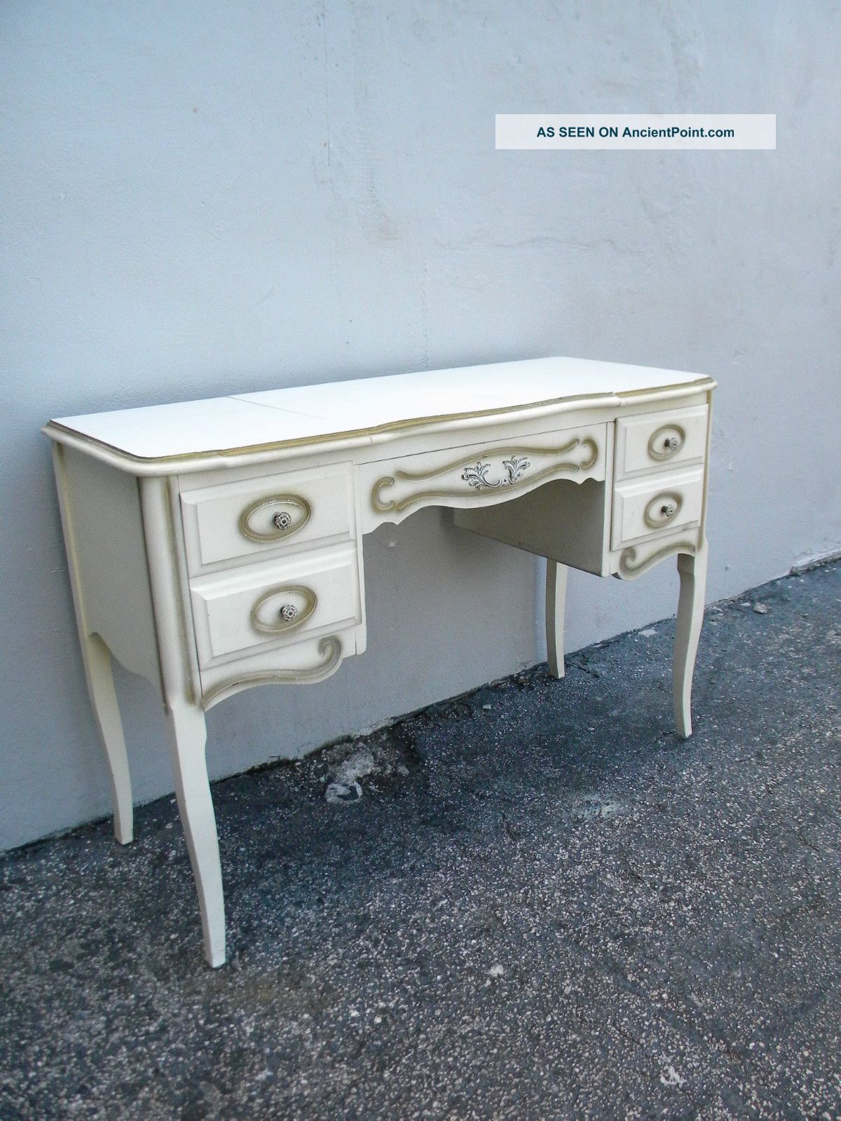 French Painted Vanity Desk With Mirror 2242 Post-1950 photo