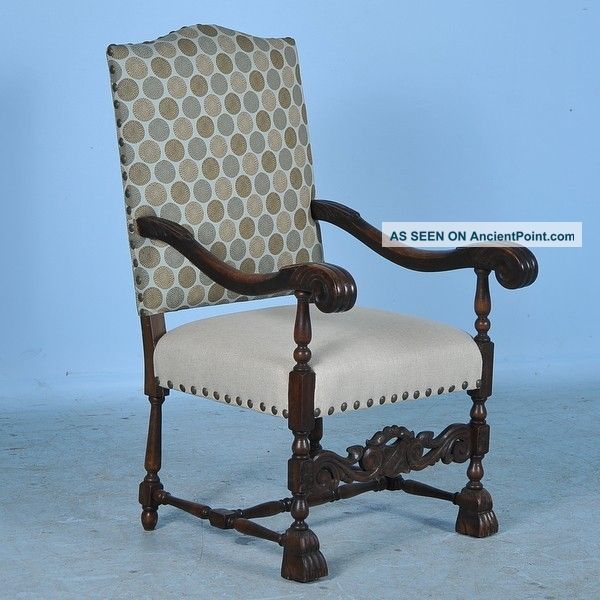 Vintage/antique Danish Carved Arm Chair With New Contemporary Style 