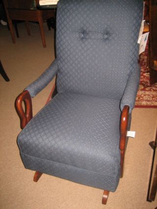 Gooseneck Rockers Antique Blue Fabric Hand Made Chair photo