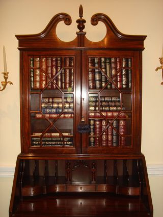 Antique Mahogany Secretary Bookcase With Drop Down Desk Claw And Ball Feet photo