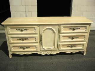 Gorgeous Vintage French Provincial Drexel Dresser Off White Dovetail 9 Drawers photo