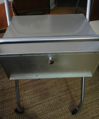 Vintage Metal Rolling Exam Room/office Cart/side Table With Storage photo