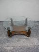 Mid - Century Oak Round Glass - Top Coffee Table 2651 Post-1950 photo 3