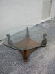 Mid - Century Oak Round Glass - Top Coffee Table 2651 Post-1950 photo 4