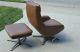 Mid Century Modern Overman Lounge Chair And Ottoman Pigskin Brown Eames Vintage Post-1950 photo 11