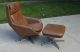 Mid Century Modern Overman Lounge Chair And Ottoman Pigskin Brown Eames Vintage Post-1950 photo 2