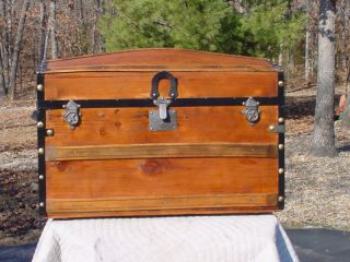 Antique Trunk With Tray Patent Date 1877 Charming Restoration photo