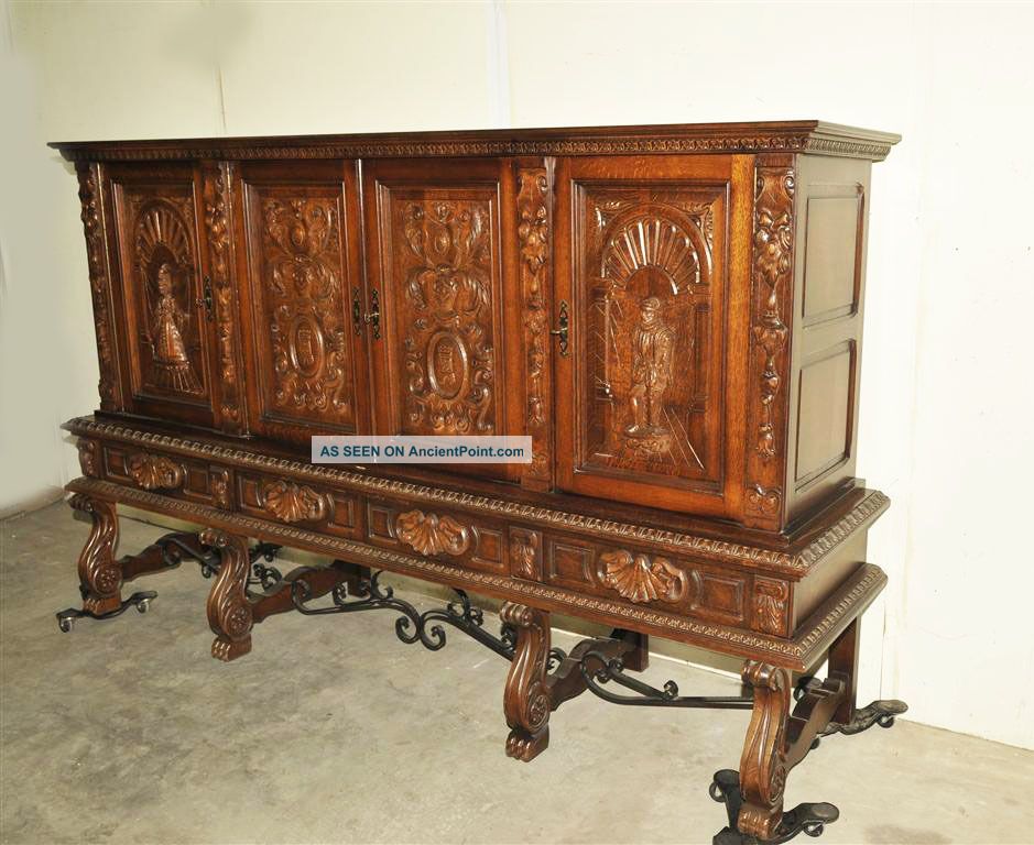 Spanish Cabinet Good Value In Oak Carving Post-1950 photo
