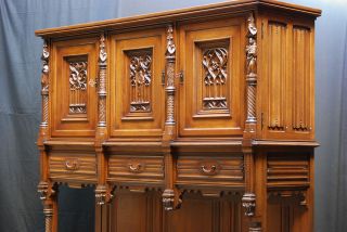 French Gothic Cabinet With Carved Figures photo