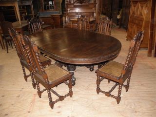 French Hunt Dining Table And 6 Hunt Chairs Big Table photo