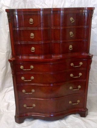 American Mahogany Serpentine Fronted High Dresser In The Chippendale Style photo