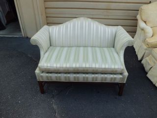 50822 Globe Furniture Sage Striped Loveseat Sofa Chair photo