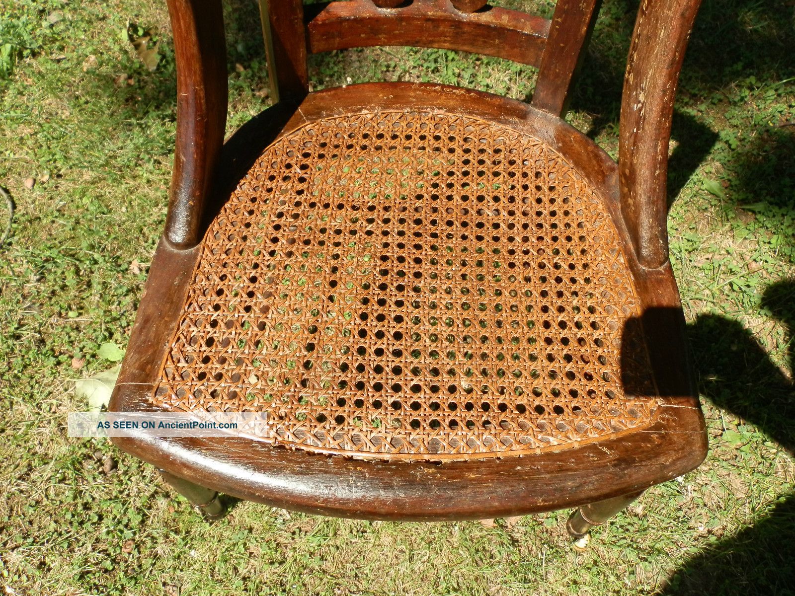 Rustic Antique Country Victorian Child Youth Chair With Caned Seat