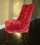 Hollywood Regency Mid Century Modern Red Velvet Slipper Chair Post-1950 photo 2