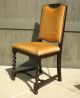 Set Of 4 Vintage Spanish Style Barley Twist Chairs Carved Wood Gold Tan Leather Post-1950 photo 4