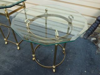 51015 Glass Top Lamp Table Stand With Brass Base With Swan Figures photo