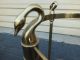 51015 Glass Top Lamp Table Stand With Brass Base With Swan Figures Post-1950 photo 8