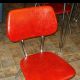 Vintage Retro Table With 2 Self Storing Butterfly Leafs & 6 Chairs Chrome & Red Post-1950 photo 1