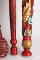Table Leg Set Vintage Old Antique Chinese Shop Sign Gold & Red Patina Dragon Lot Post-1950 photo 10
