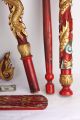 Table Leg Set Vintage Old Antique Chinese Shop Sign Gold & Red Patina Dragon Lot Post-1950 photo 3