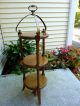 Vintage Butler Furniture 3 - Tier Muffin Stand Side Table Portable Walnut Wood Post-1950 photo 1