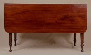 American Sheraton Period Solid Mahogany Drop Leaf Antique Dining Table C.  1820 photo