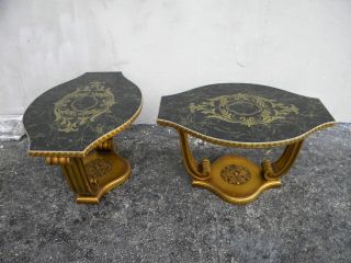 Pair Of Mid Century Glass Top Side Tables 1757 photo