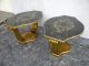 Pair Of Mid Century Glass Top Side Tables 1757 Post-1950 photo 2