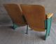 7 Vtg Set Of 2 Theater Movie Entertainment Auditorium Maple Wood Seats Seating Post-1950 photo 2