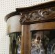 Antique American Curved Glass Tiger Oak Carved China Cabinet C1890 1800-1899 photo 11