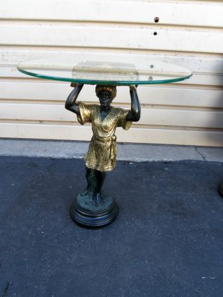 49699 Blackamoor Glass Top Figural Man Figure Decorator Table Stand photo
